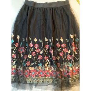 Studio West Apparel Mesh Tulle Embroidered Skirt Sz XL Fairy Boho